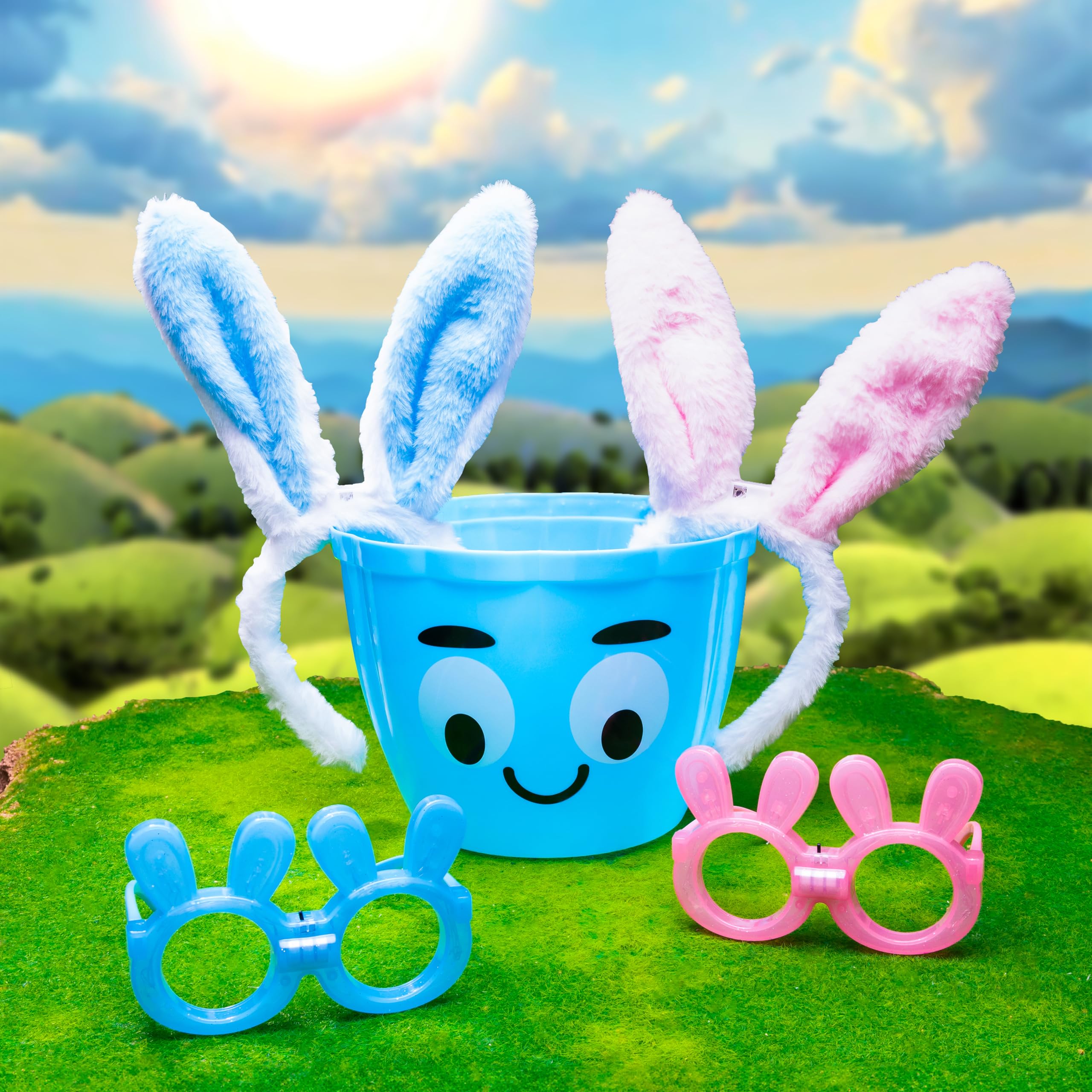 LED Glowing Bunny Ear Headbands for Kids – 4 Pack Light Up Party Headwear with Batteries Included