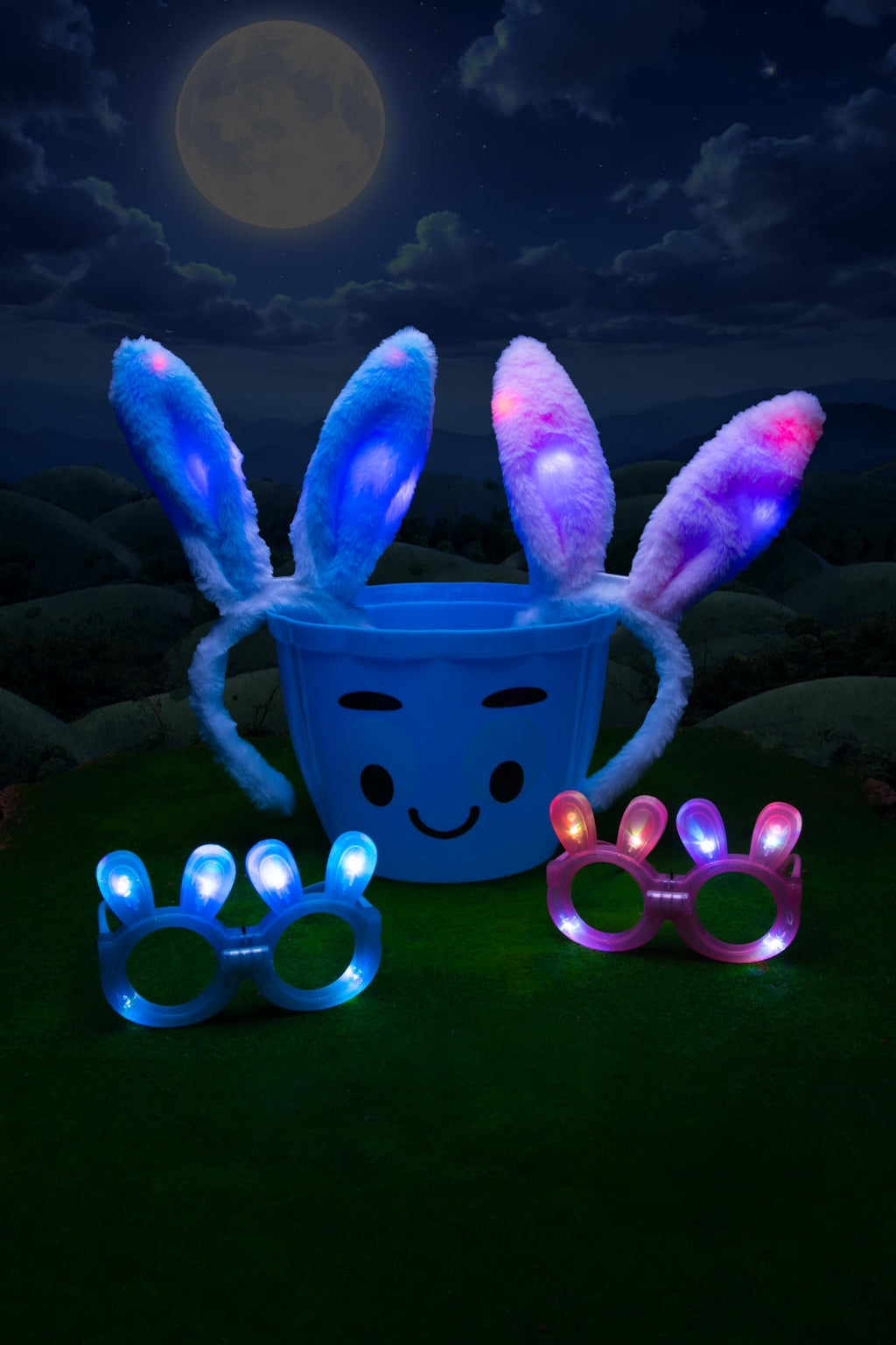 LED Glowing Bunny Ear Headbands for Kids – 4 Pack Light Up Party Headwear with Batteries Included