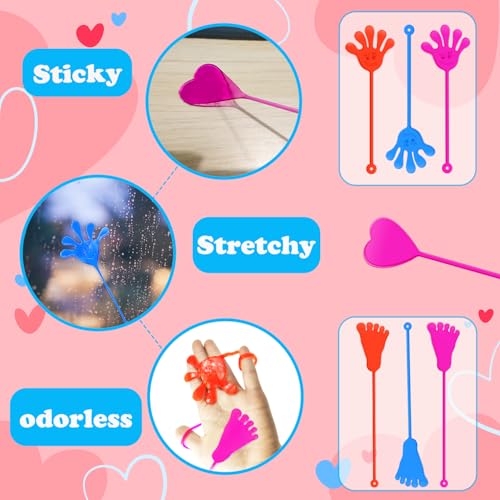 Leetous 28-Pack Easter Sticky Hands, Feet & Hearts Toys with Gift Cards – Non-Candy Classroom Favors for Kids