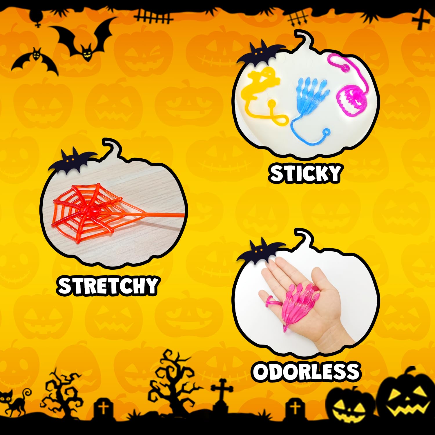 Leetous 42-Piece Halloween Sticky Hands Set – Non-Candy Party Favors for Toddlers