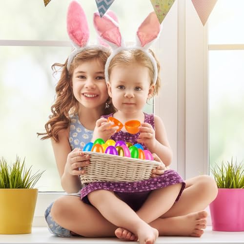 Leetous 72-Pack Plastic Easter Eggs, 2.36" Hinged Eggs for Egg Hunt, 66 Colorful + 6 Golden Eggs for Easter Basket Stuffers