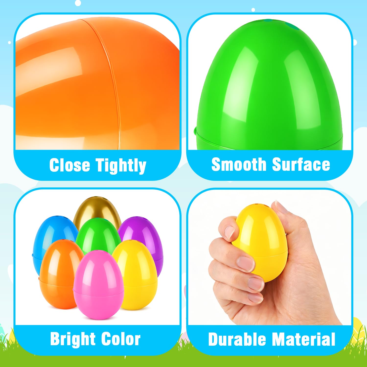 Leetous 72-Pack Plastic Easter Eggs, 2.36" Hinged Eggs for Egg Hunt, 66 Colorful + 6 Golden Eggs for Easter Basket Stuffers