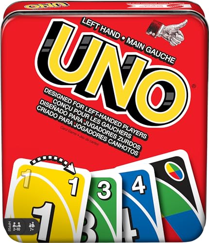 Left-Handed UNO Card Game in Collector's Tin – Designed for Southpaws, Fun for Everyone