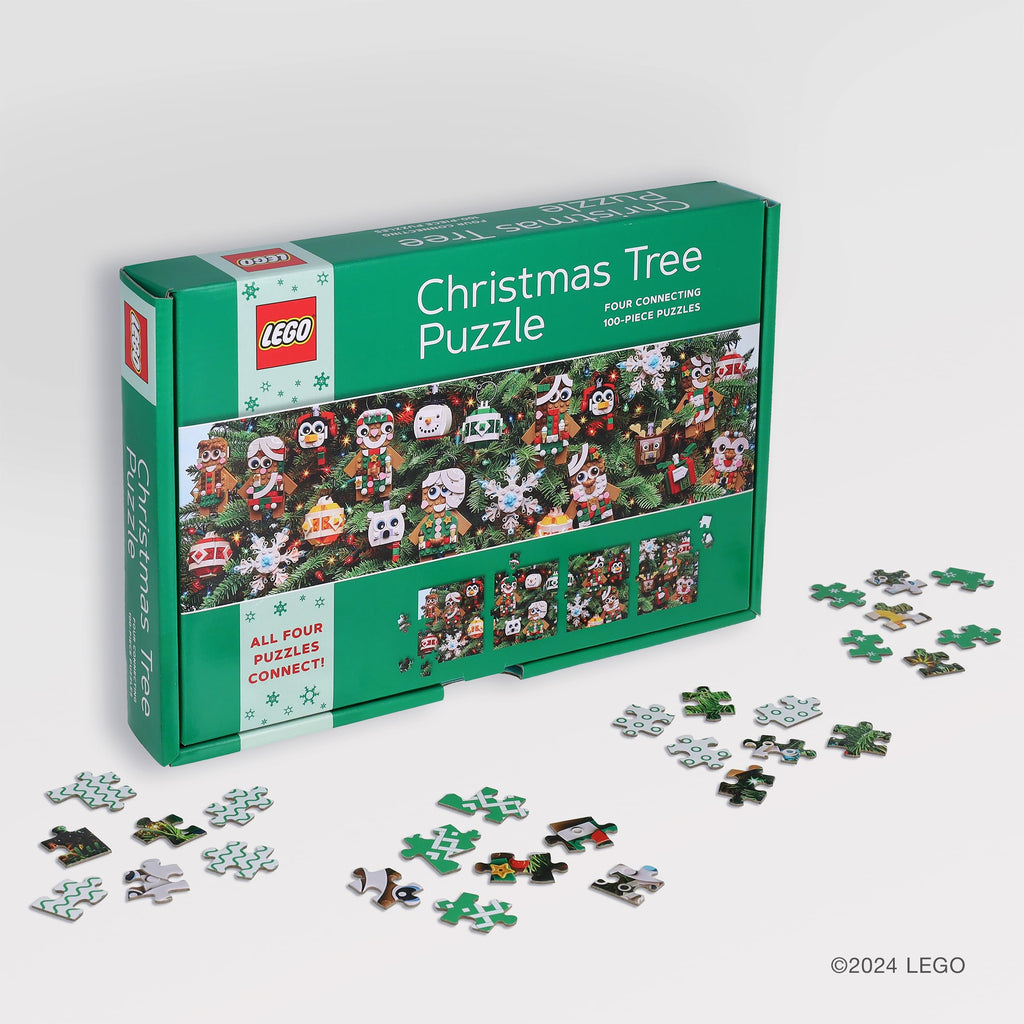LEGO Christmas Tree Puzzle | 4 Connective 100-Piece Jigsaw Puzzles for Families