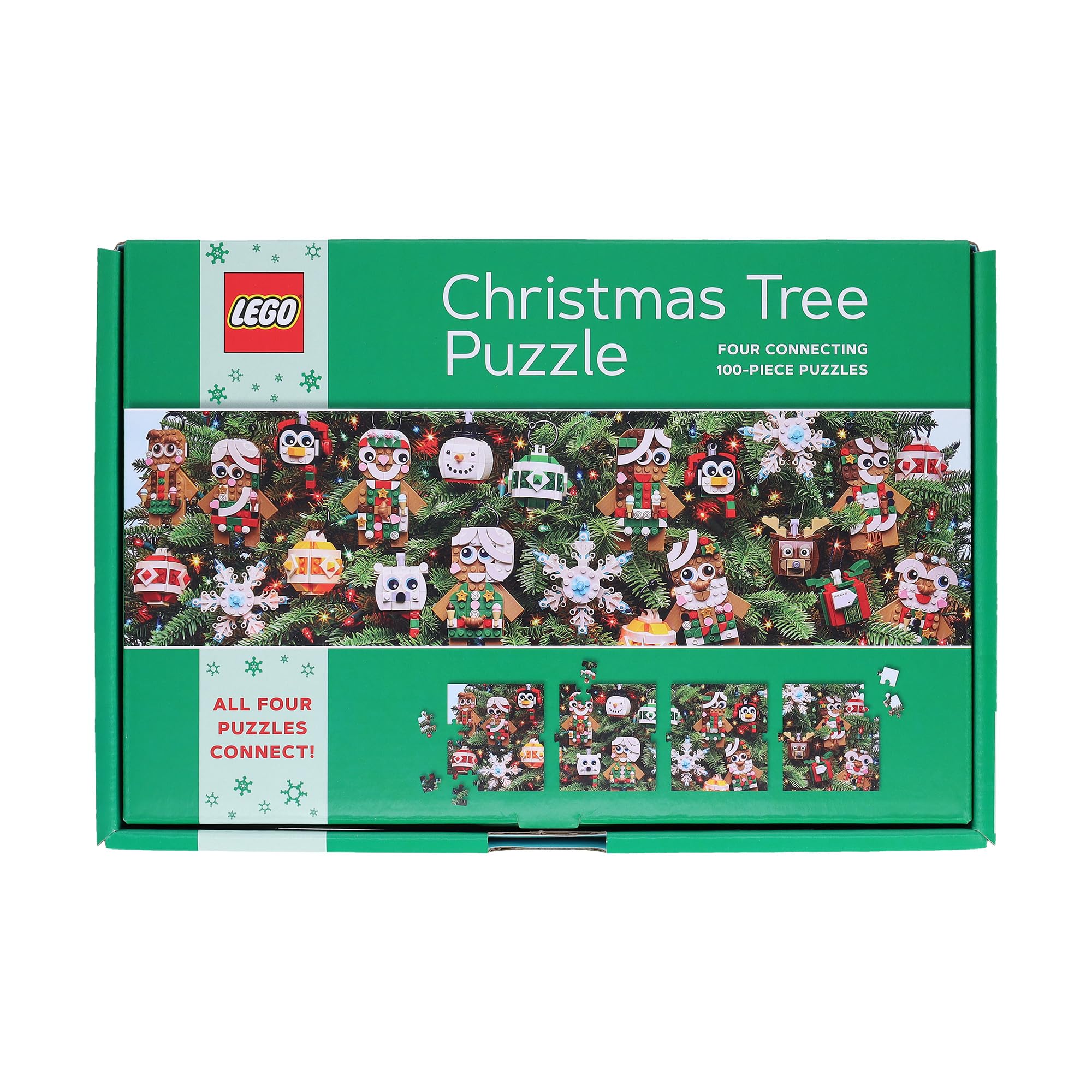 LEGO Christmas Tree Puzzle | 4 Connective 100-Piece Jigsaw Puzzles for Families
