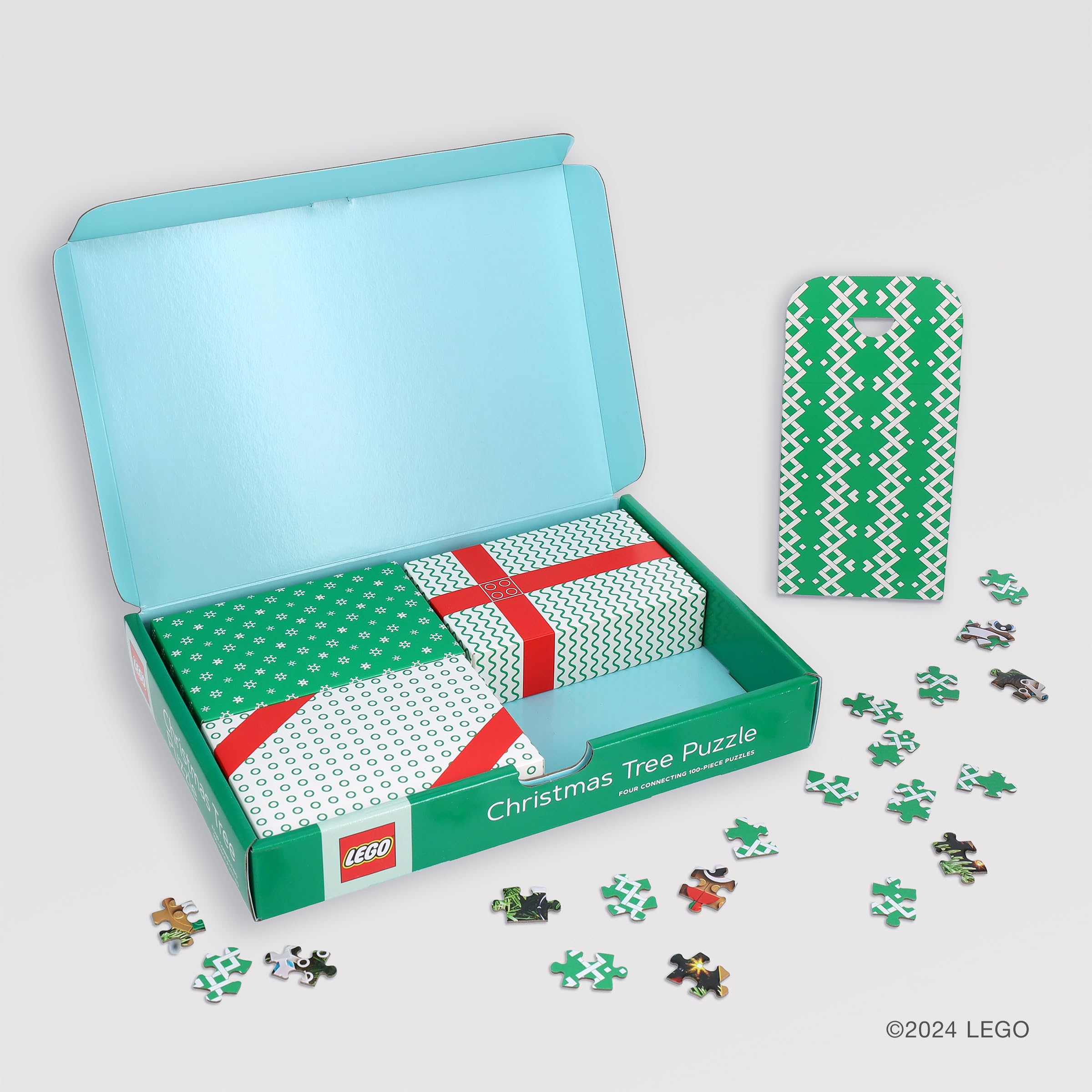 LEGO Christmas Tree Puzzle | 4 Connective 100-Piece Jigsaw Puzzles for Families