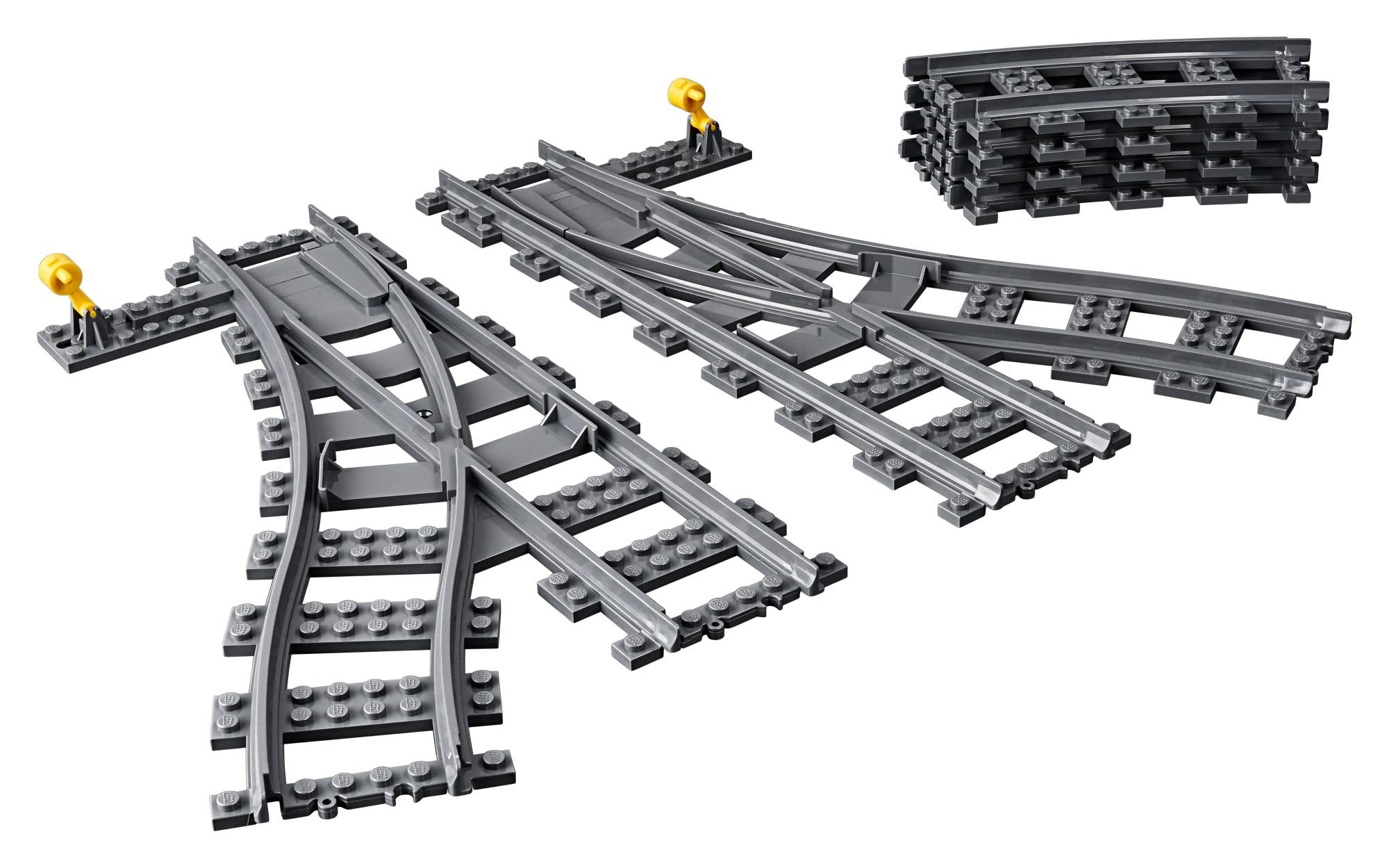 LEGO City Switch Tracks 60238: Expand Your Train Layout with Curved and Switch Tracks (8 Pieces)