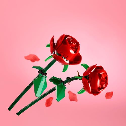 LEGO Roses (40460) – 2 Buildable Red Artificial Flowers with Adjustable Stems, 120 Pieces, Ages 8+