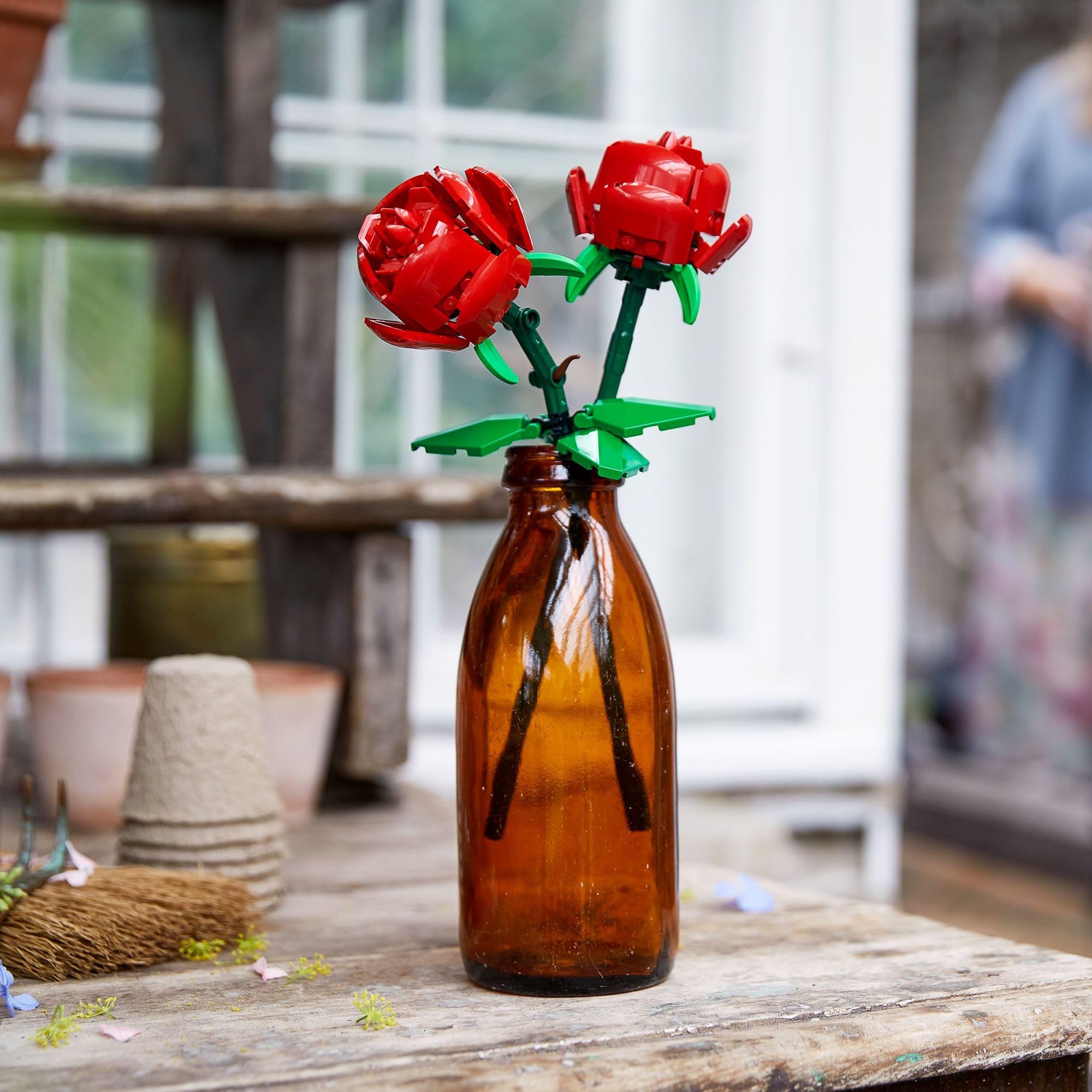 LEGO Roses (40460) – 2 Buildable Red Artificial Flowers with Adjustable Stems, 120 Pieces, Ages 8+