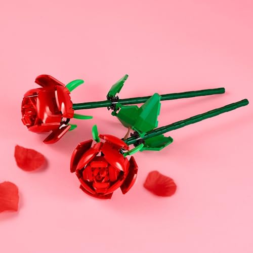 LEGO Roses (40460) – 2 Buildable Red Artificial Flowers with Adjustable Stems, 120 Pieces, Ages 8+