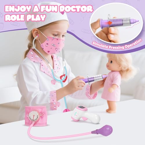 Lehoo Castle Doctor Costume for Kids – 8-Piece Pretend Play Set with Stethoscope (Ages 4-6)