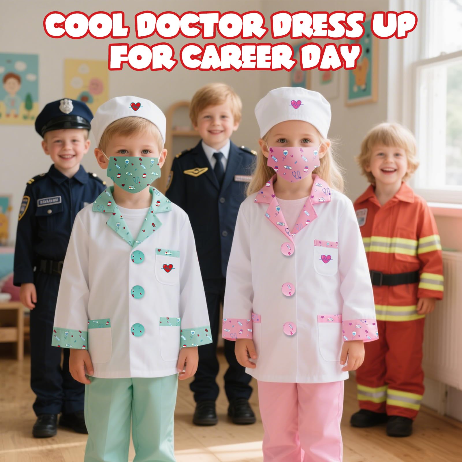 Lehoo Castle Kids Doctor Costume – 8-Piece Dress-Up Set with Working Stethoscope for Ages 4-6