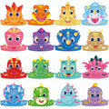 Leinuosen 32-Pack Dinosaur Party Hats – 16 Styles DIY Paper Crowns for Kids Birthday