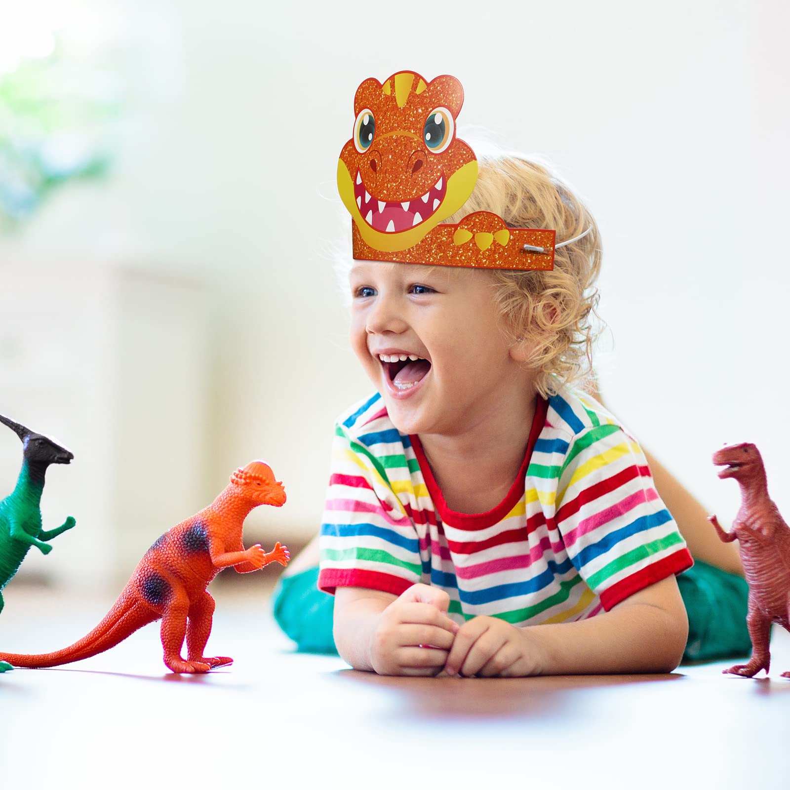 Leinuosen 32-Pack Dinosaur Party Hats – 16 Styles DIY Paper Crowns for Kids Birthday