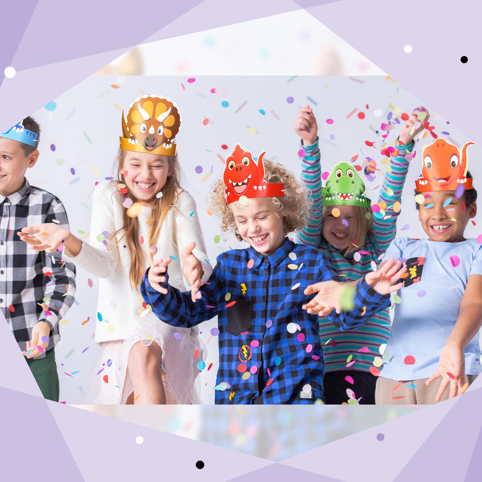 Leinuosen 32 Pack Dinosaur Party Hats for Kids – 16 Styles, DIY Dino Crowns