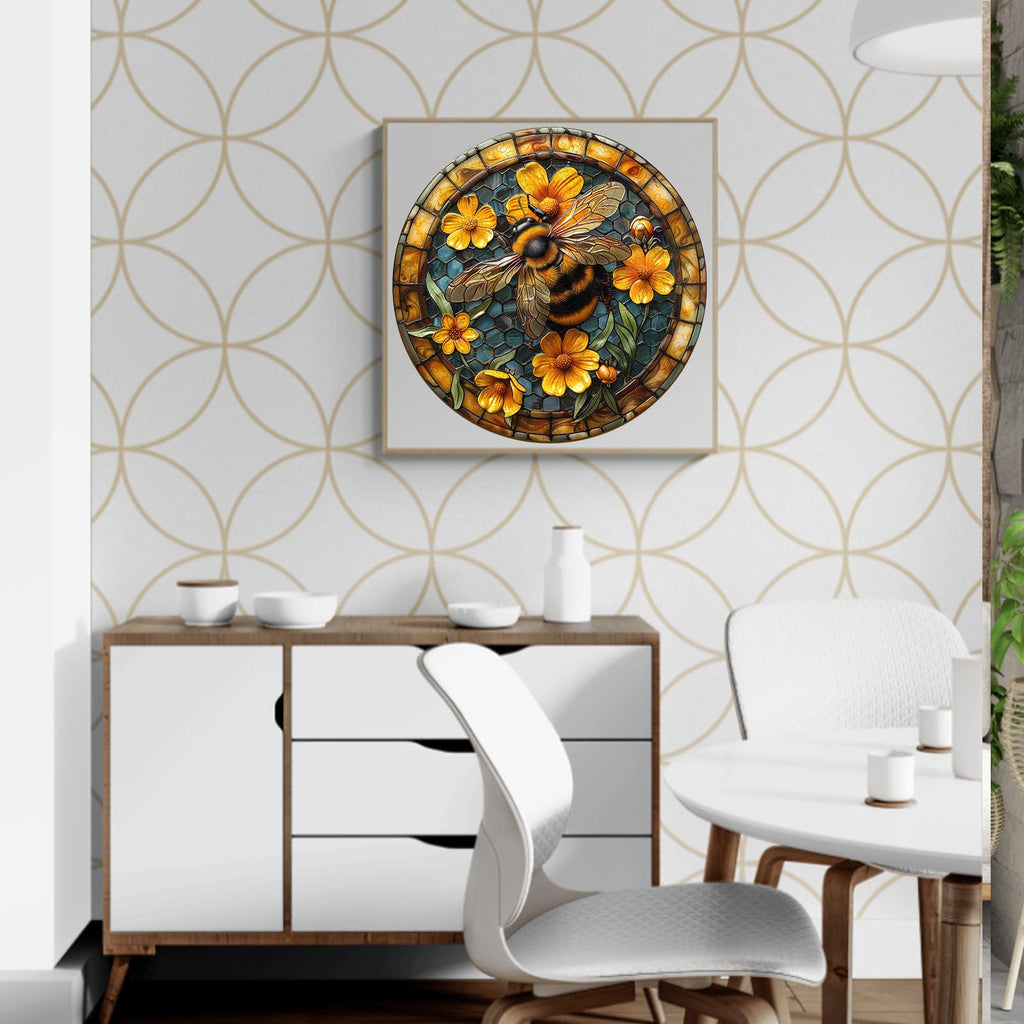Leisurely Bee Wooden Puzzle for Adults – 100 Irregular Shaped Pieces, 8.5x8.5 Inch Jigsaw
