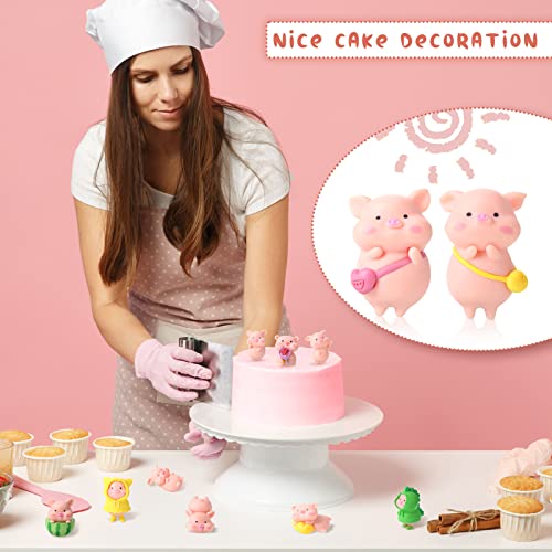 Leitee 19-Piece Pink Pig Figurine Set – Mini PVC Animal Cake Toppers for Parties & Decor
