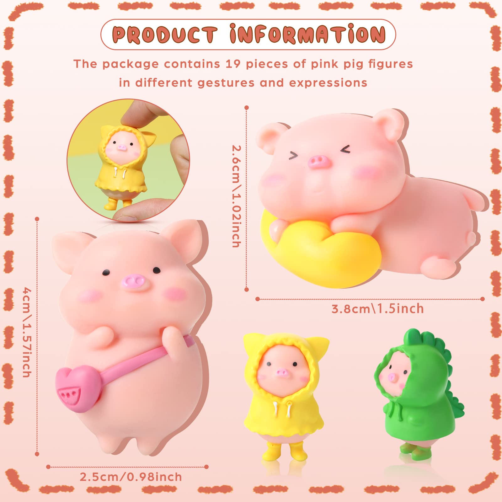 Leitee 19-Piece Pink Pig Figurine Set – Mini PVC Animal Cake Toppers for Parties & Decor
