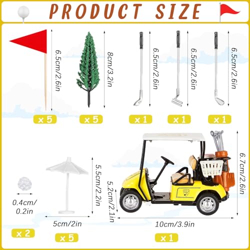 Leitee 21 Pcs Golf Cake Topper Set - Mini Cart, Clubs, Balls, Trees, Umbrellas, Flags