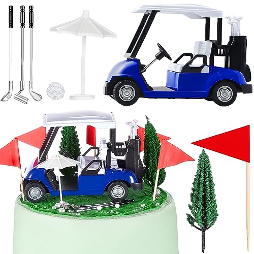 Leitee 21-Piece Golf Cake Topper Set – Includes Cart, Clubs, Balls, Umbrellas, Trees & Flags