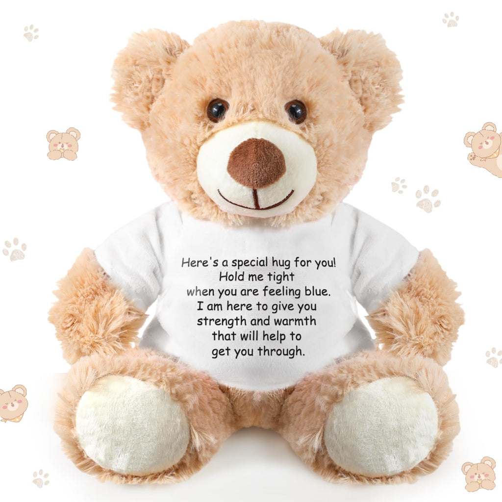 Lenwen Khaki Comfort Bear – Get Well Soon & Sympathy Plush Gift with Inspirational Shirt