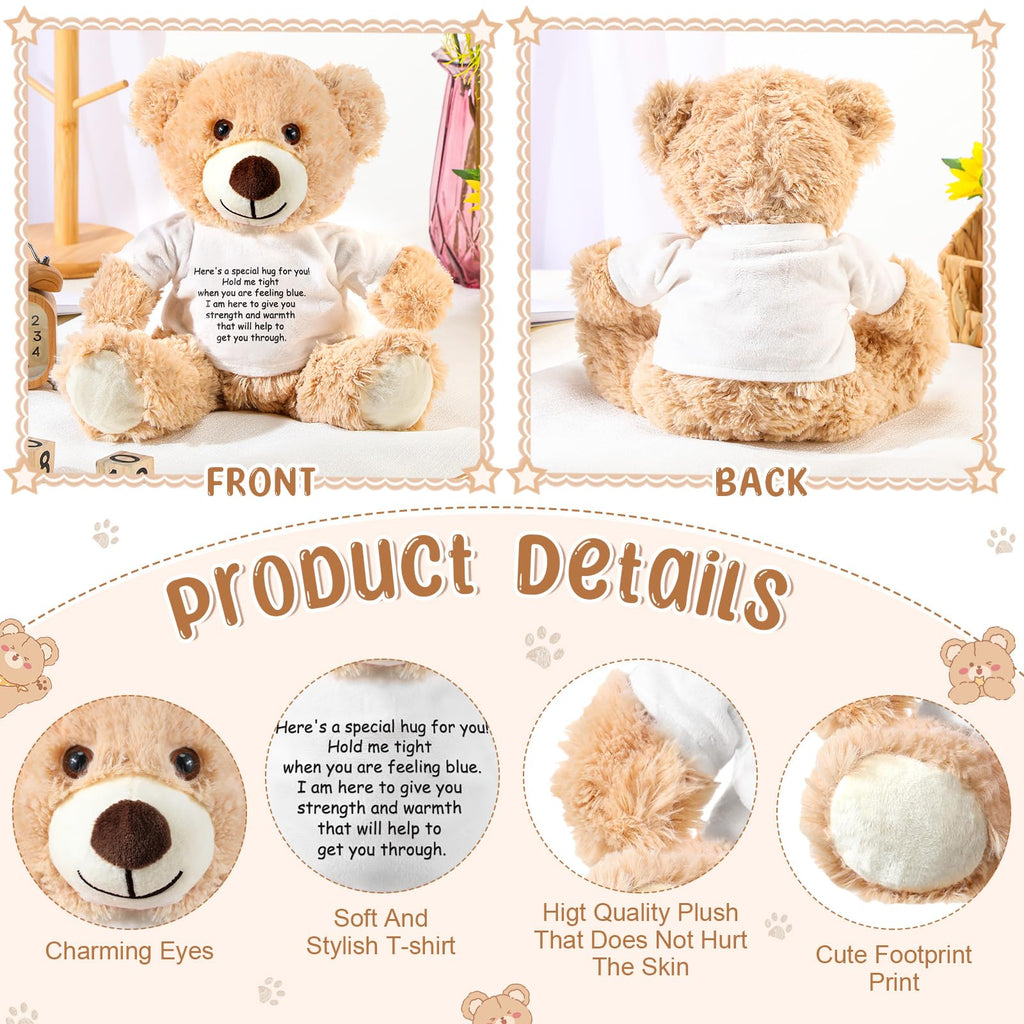 Lenwen Khaki Comfort Bear – Get Well Soon & Sympathy Plush Gift with Inspirational Shirt