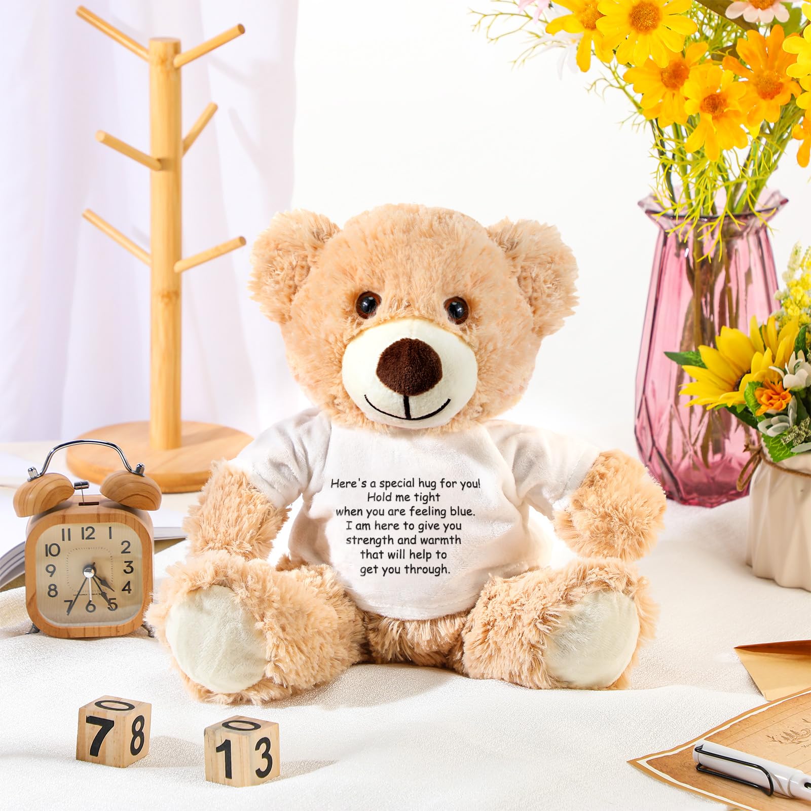 Lenwen Khaki Comfort Bear – Get Well Soon & Sympathy Plush Gift with Inspirational Shirt