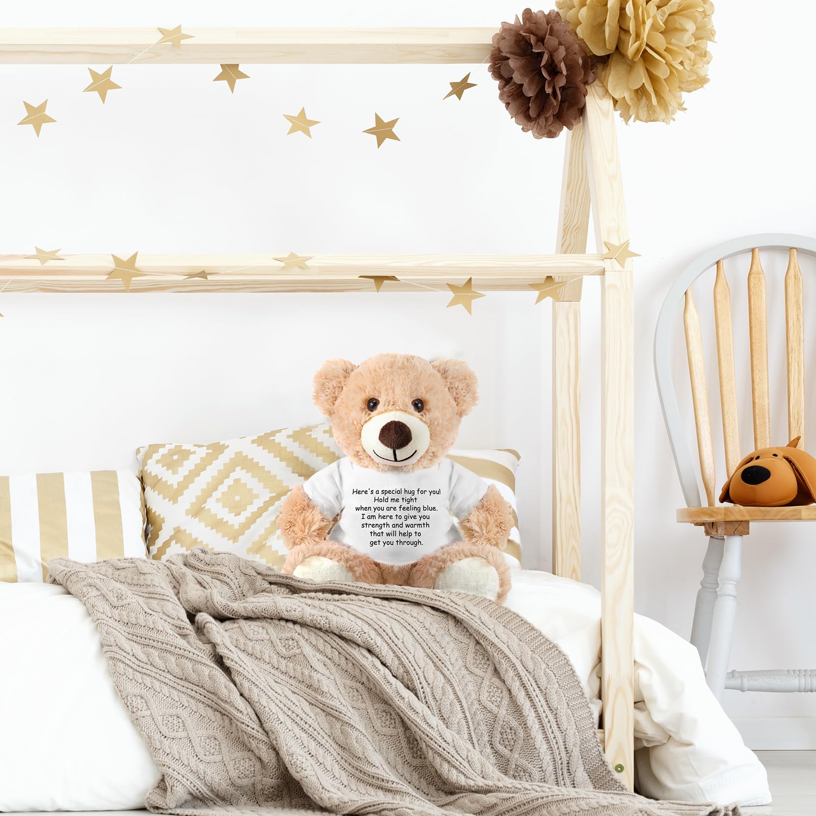 Lenwen Khaki Comfort Bear – Get Well Soon & Sympathy Plush Gift with Inspirational Shirt