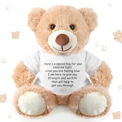Lenwen Khaki Comfort Bear – Get Well Soon & Sympathy Plush Gift with Inspirational Shirt