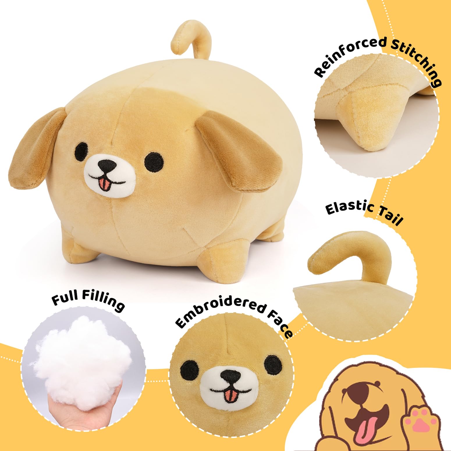 Leokawin 8-Inch Labradoodle Plush Pillow - Soft Hugging Dog Toy, Cute Stuffed Animal Companion
