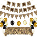 Leopard Print Party Decorations Kit – Cheetah Banner, Balloons & Tablecloth by PEMOTYST