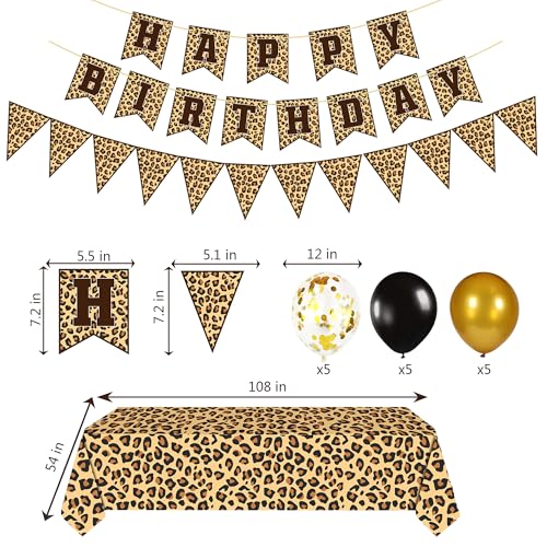 Leopard Print Party Decorations Kit – Cheetah Banner, Balloons & Tablecloth by PEMOTYST