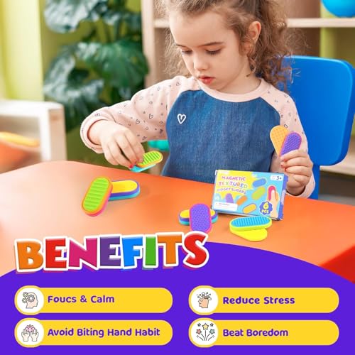 Lesong 6-Pack Silicone Magnetic Fidget Sliders - Sensory Toys for Stress Relief, Autism, ADHD - Portable Travel Fidgets for Kids and Adults