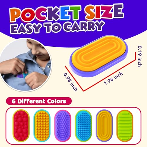 Lesong 6-Pack Silicone Magnetic Fidget Sliders - Sensory Toys for Stress Relief, Autism, ADHD - Portable Travel Fidgets for Kids and Adults