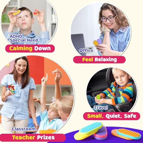 Lesong 6-Pack Silicone Magnetic Fidget Sliders - Sensory Toys for Stress Relief, Autism, ADHD - Portable Travel Fidgets for Kids and Adults