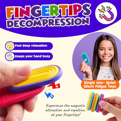 Lesong 6-Pack Silicone Magnetic Fidget Sliders - Sensory Toys for Stress Relief, Autism, ADHD - Portable Travel Fidgets for Kids and Adults