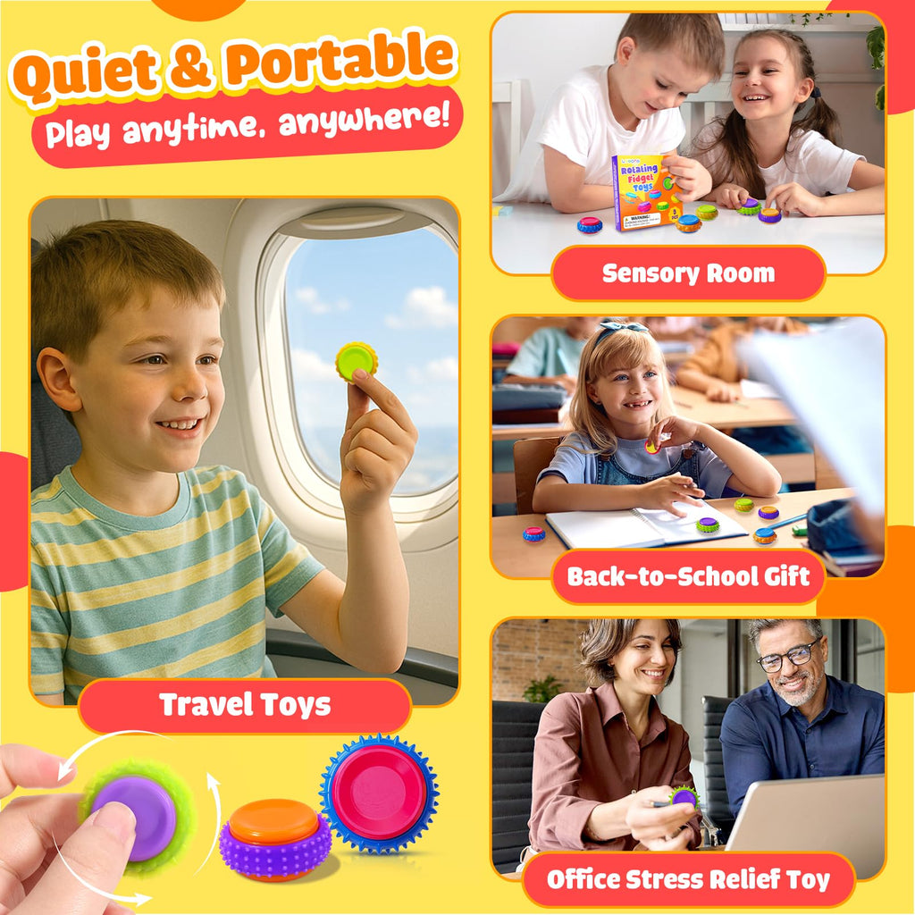 LESONG 9-Pack Fidget Sensory Toys – Quiet Textured Finger Spinners for Stress Relief & Focus