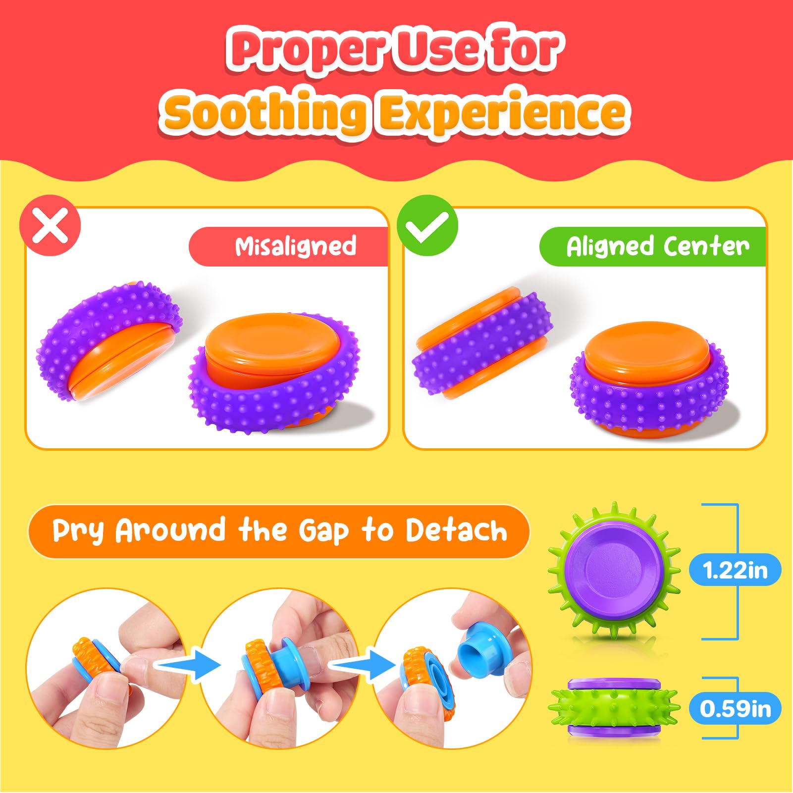 LESONG 9-Pack Fidget Sensory Toys – Quiet Textured Finger Spinners for Stress Relief & Focus
