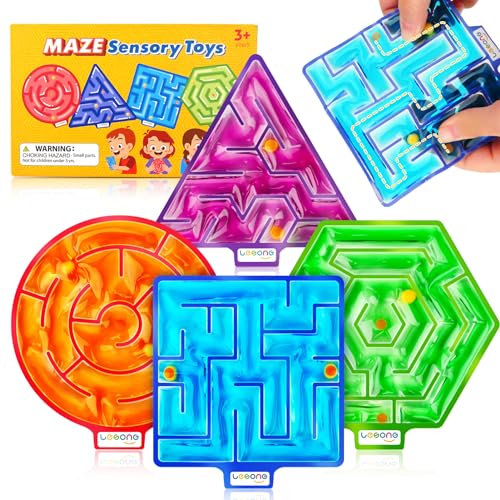 LESONG Squishy Sensory Maze Fidget Toys 4-Pack – Calming Gel Filled Toys for Kids and Adults