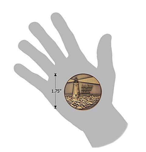 Let Your Light Shine Christian Challenge Coin - Antique Gold Plated Pocket Token with Matthew 5:16 - Encouragement Gift