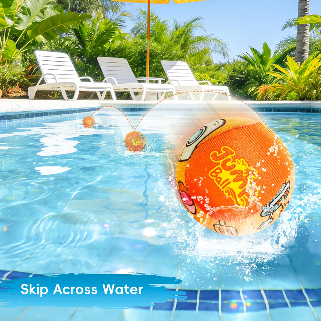 LETREEN 4-Piece Water Skipping Balls Set – Soft TPR Gel Bouncing Balls & Discs for Beach, Pool, Lake – Fun for Kids Ages 3+