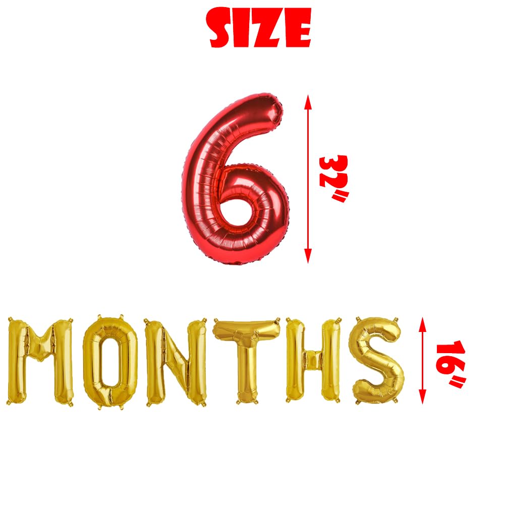 Letromp Red Boys Half Birthday Decorations – 6 Months Party Supplies with Foil Balloons and Banner