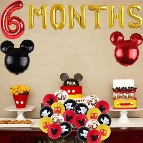 Letromp Red Boys Half Birthday Decorations – 6 Months Party Supplies with Foil Balloons and Banner