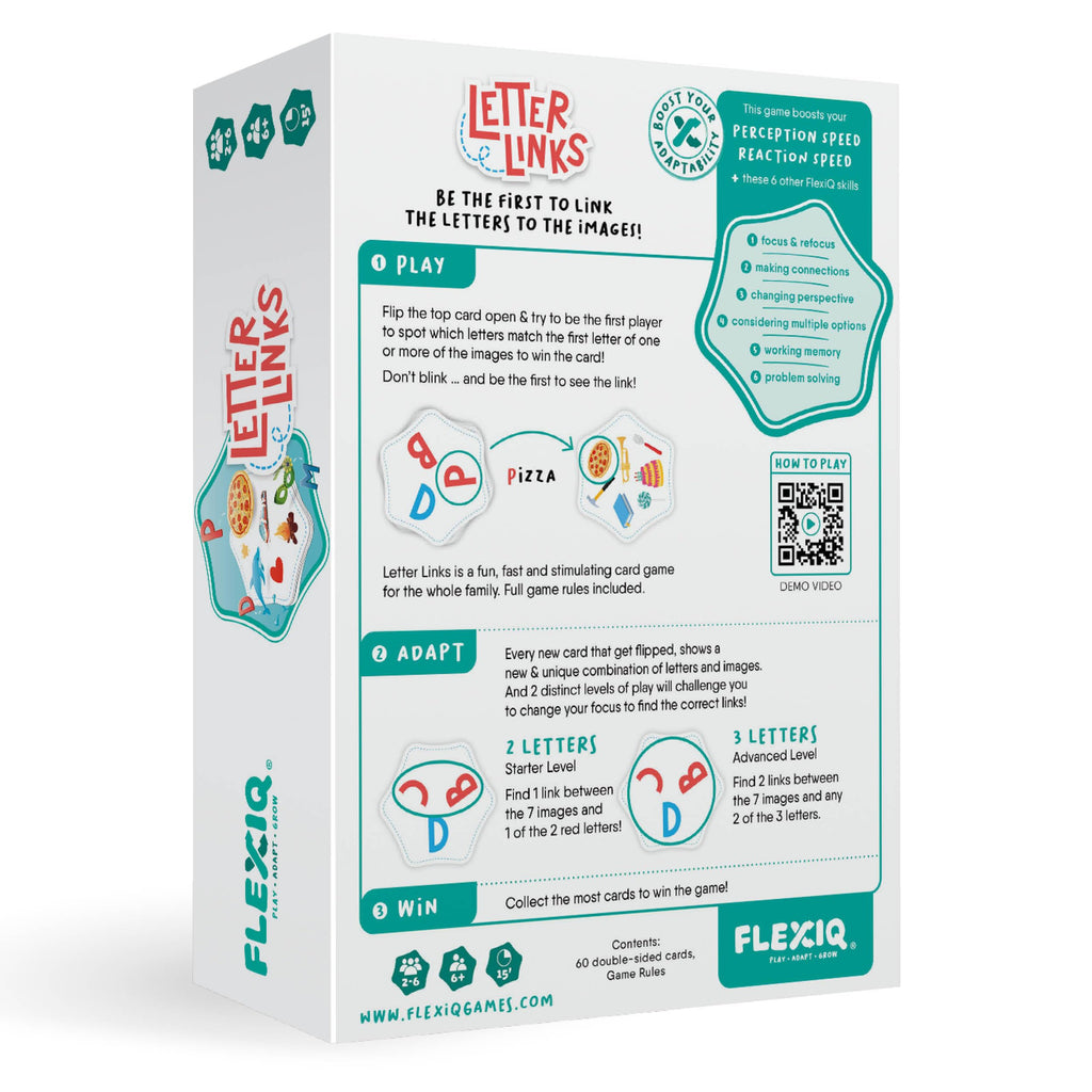 Letter Links Word Match Game by FlexiQ – Fast-Paced Family Card Game for Kids 6+