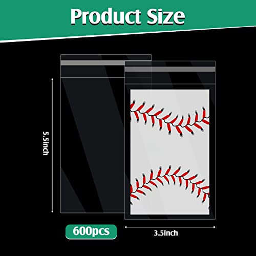 Lewtemi 600 Clear Resealable Card Sleeves – 3.5 x 5.5 Inches for Trading Cards & Slabs