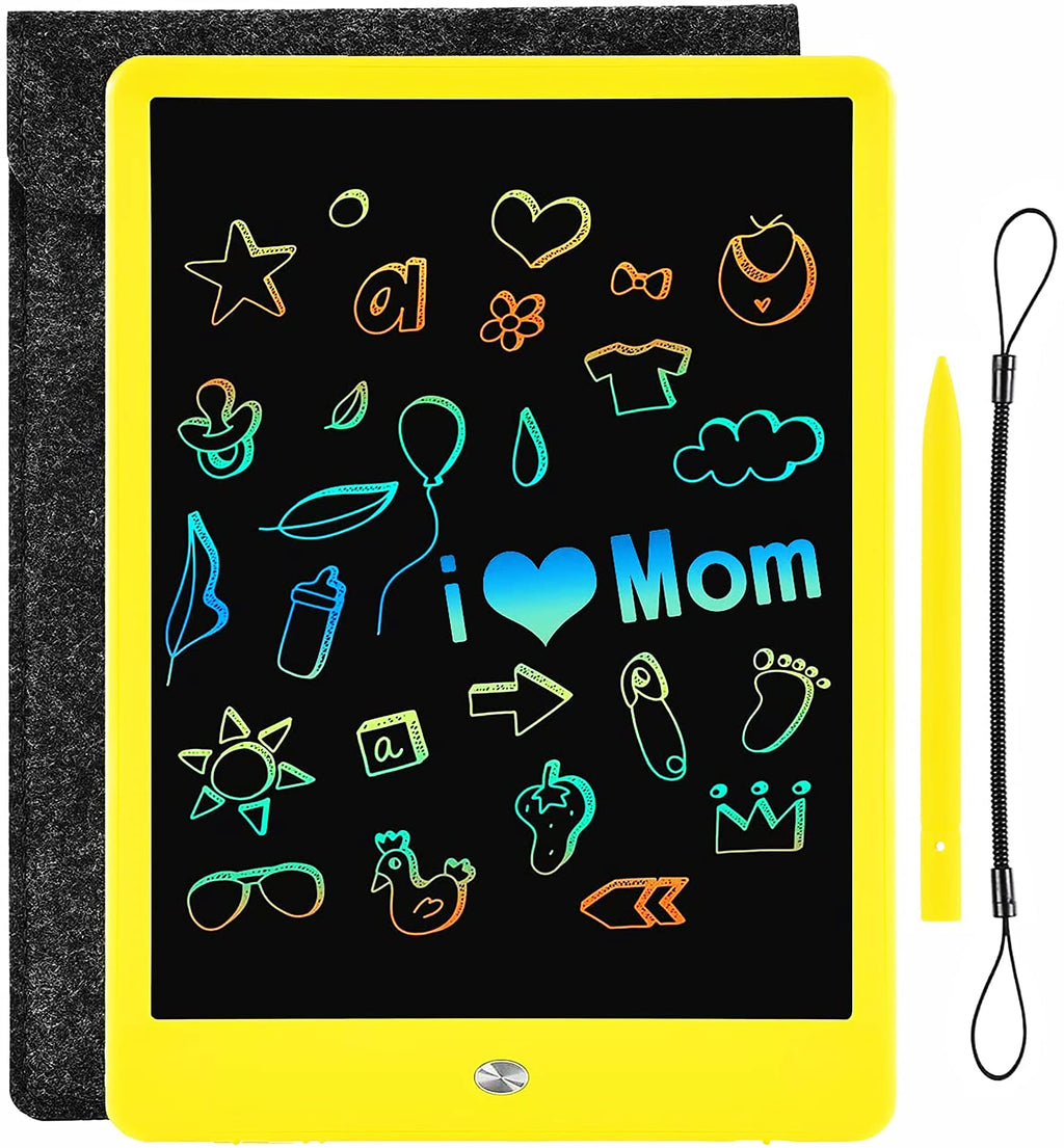 LEYAOYAO 10-Inch LCD Writing Tablet for Kids – Colorful Drawing Pad with Protective Bag, Yellow