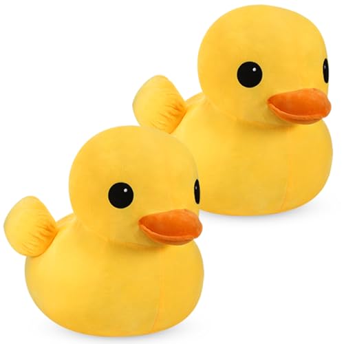 Leyndo 2 Pack Giant Yellow Duck Plush Toys – 7.9 Inch Soft Stuffed Pillows for Kids and Adults