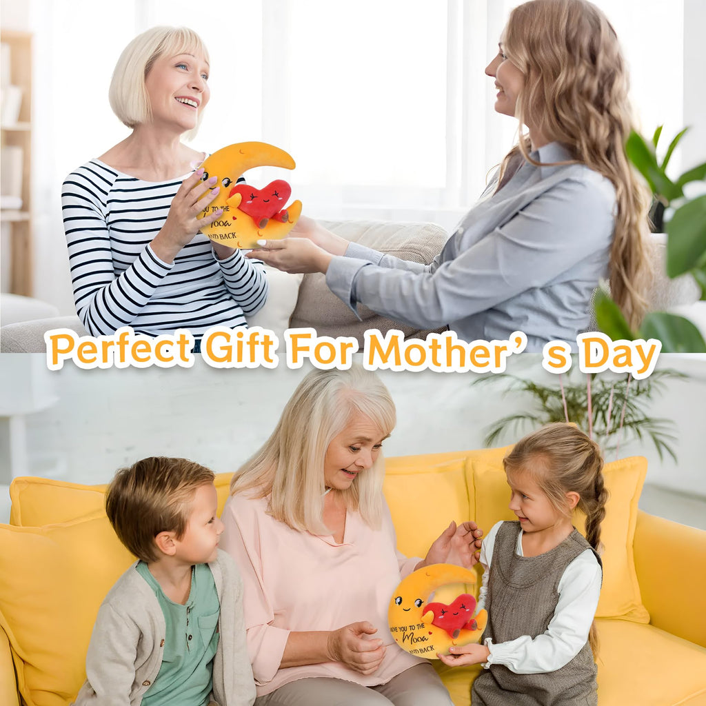 LeYoHa 10-Inch Moon Love Plush - I Love You to the Moon and Back Stuffed Animal with Heart and Gift Card