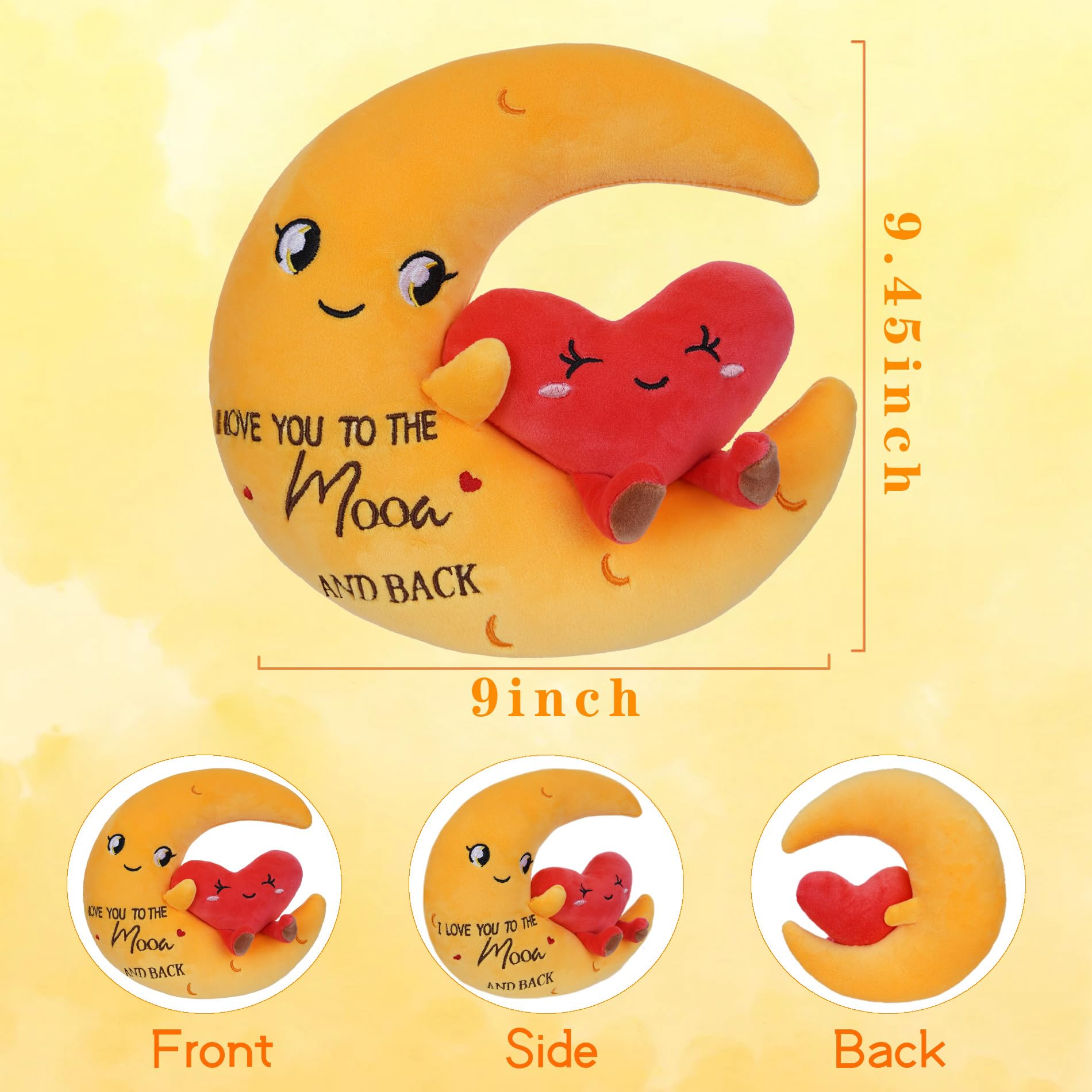LeYoHa 10-Inch Moon Love Plush - I Love You to the Moon and Back Stuffed Animal with Heart and Gift Card