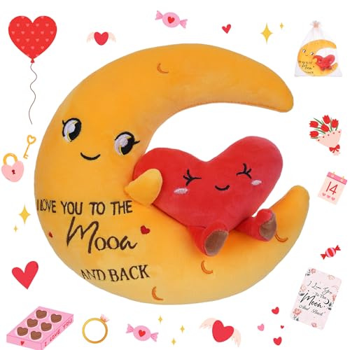 LeYoHa 10-Inch Moon Love Plush - I Love You to the Moon and Back Stuffed Animal with Heart and Gift Card